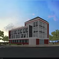 Modern Multi Storey Office Building With Glass Facade And Street Trees In Urban Area